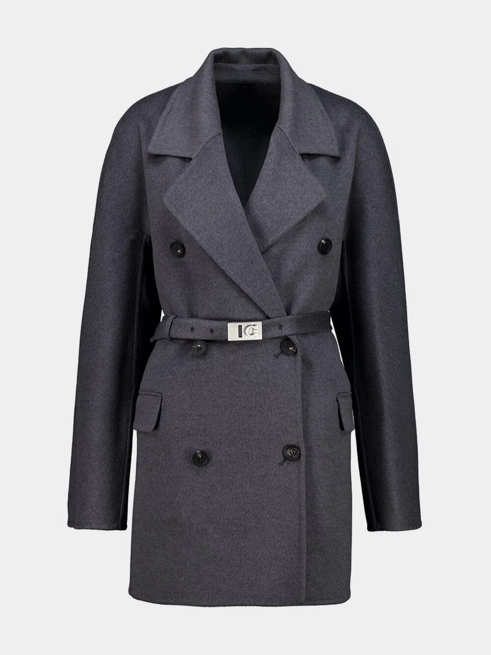 Grey Wool-Cashmere Belted Jacket