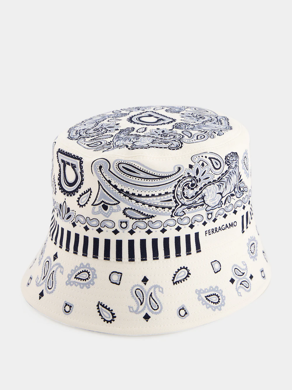 Sky Blue Arabesque Print Cloche Hat