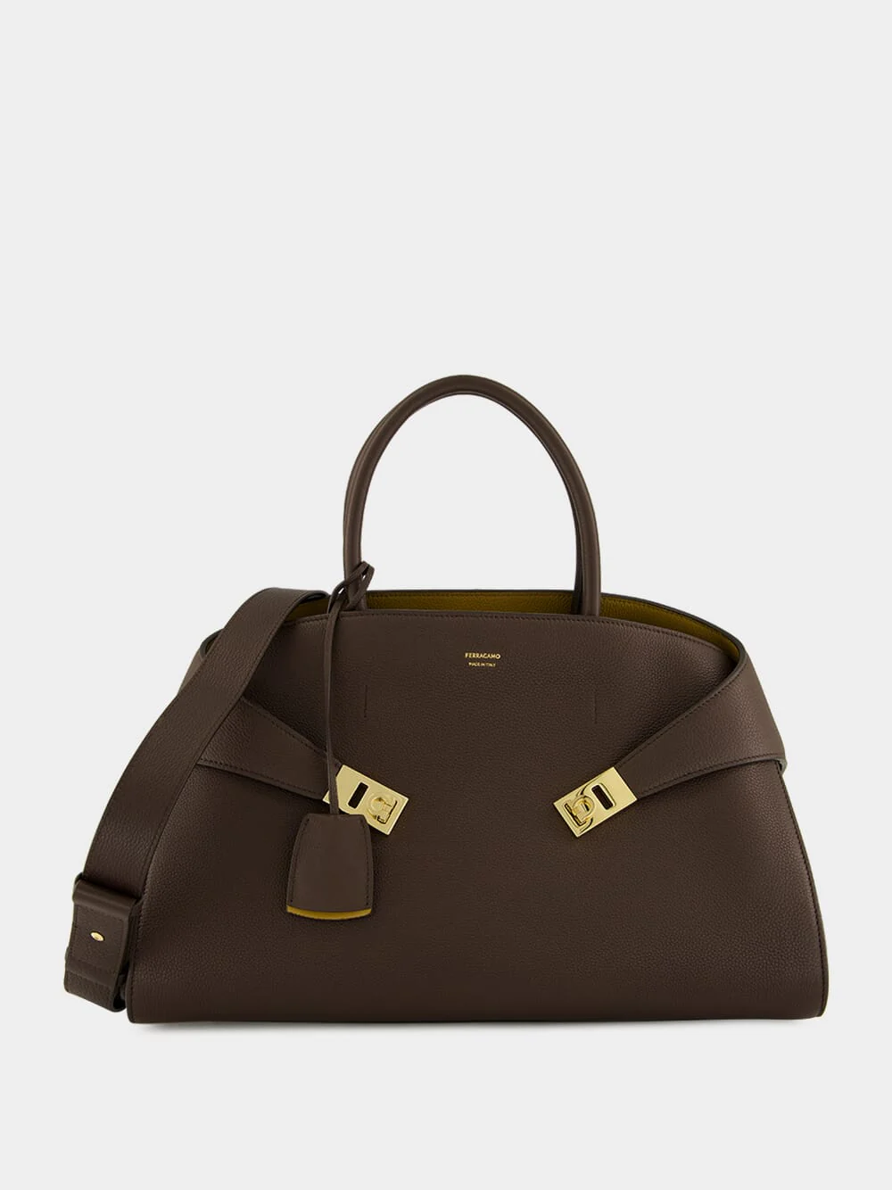Hug Brown Grainy Leather Medium Handbag