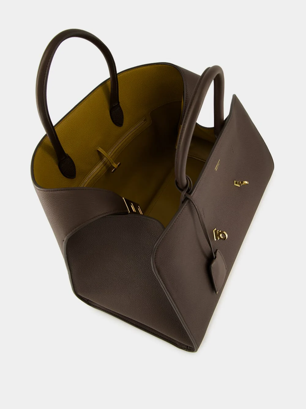 Hug Brown Grainy Leather Medium Handbag - Image 6
