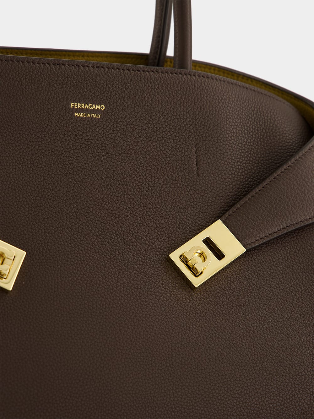 Hug Brown Grainy Leather Medium Handbag - Image 7