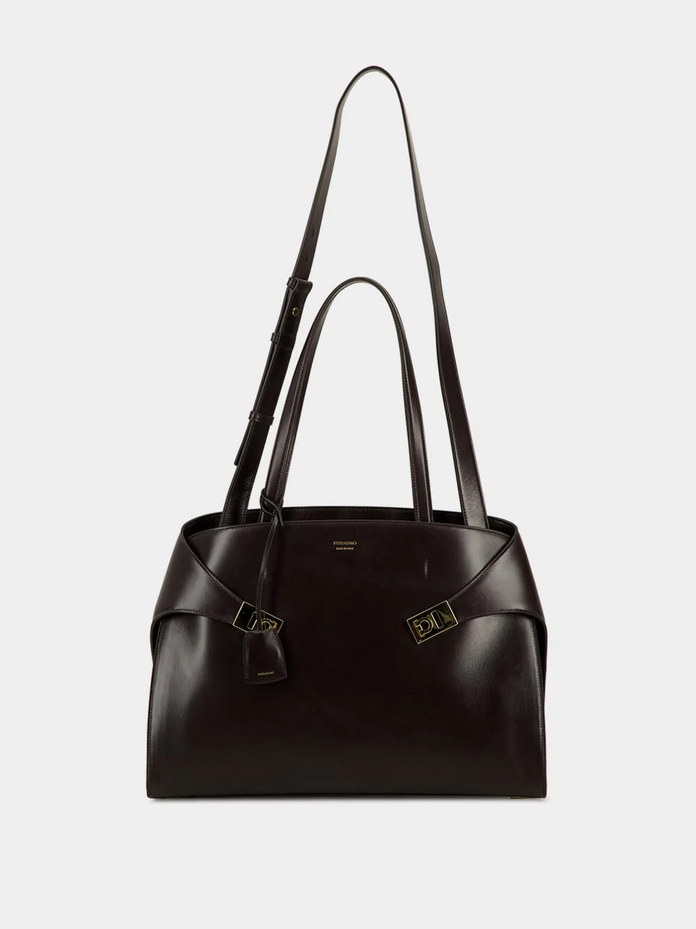 Hug Tote Bag in Brown Leather - Image 2
