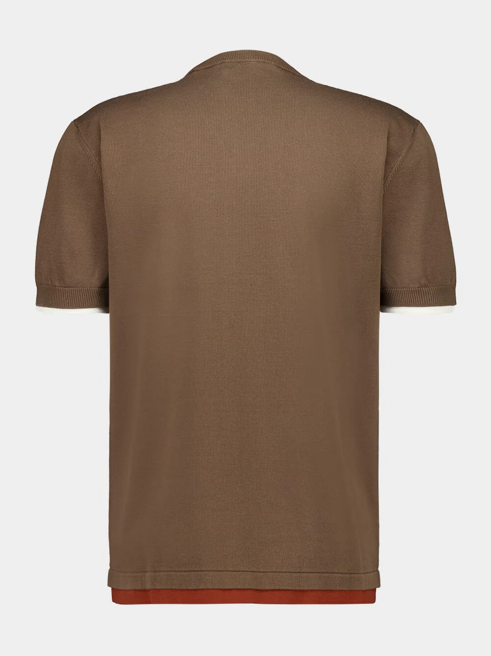 Layered Knitted T-Shirt in Clay, Brick and White - Image 4