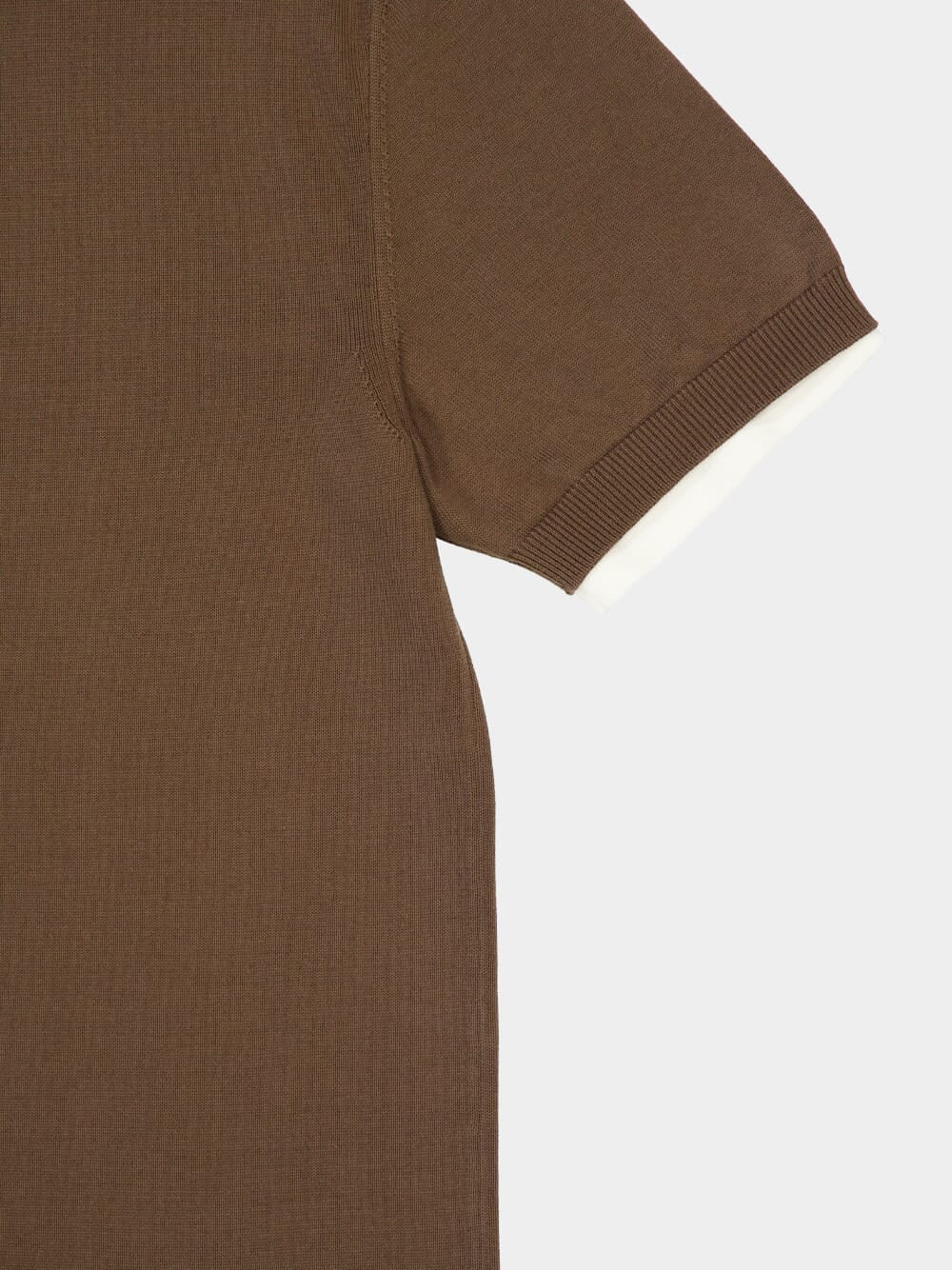 Layered Knitted T-Shirt in Clay, Brick and White - Image 6