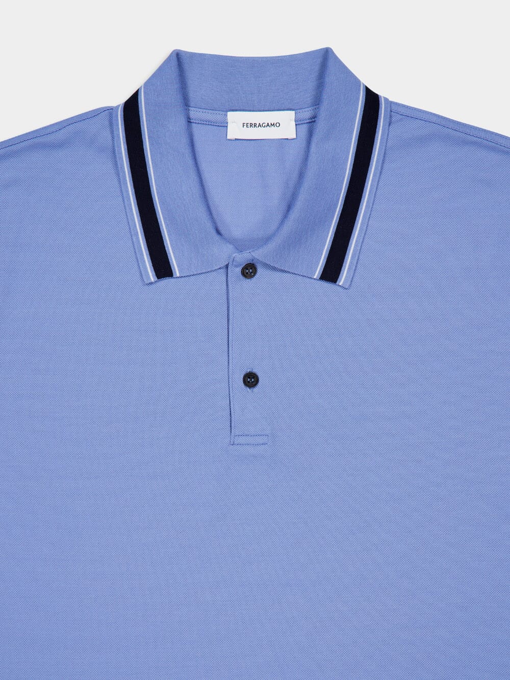 Light Blue Cotton Piqué Polo Shirt - Image 3