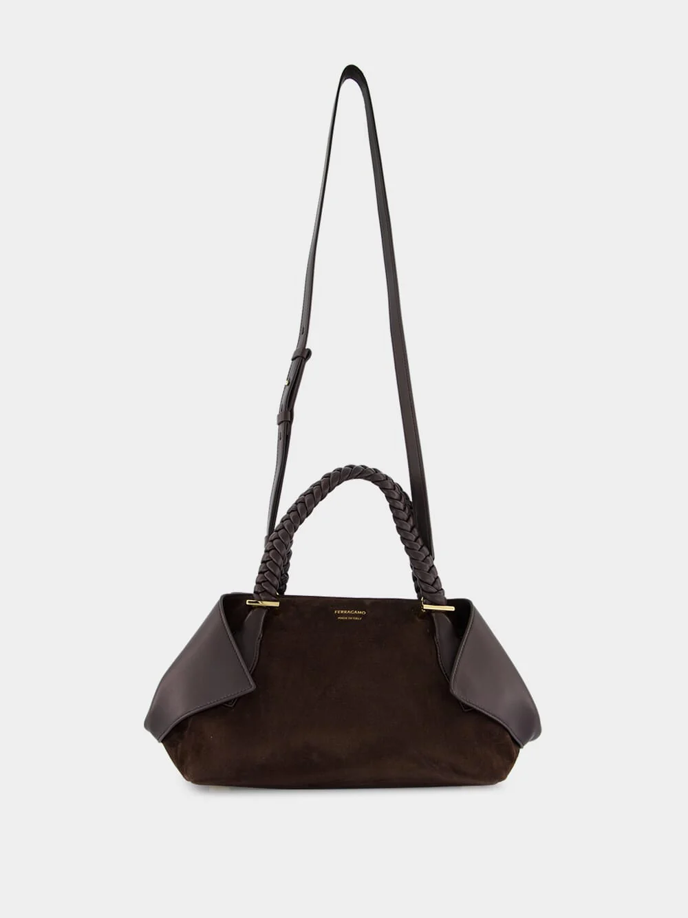 Medium Folded Scarf Bag in Brown Suede - Image 3