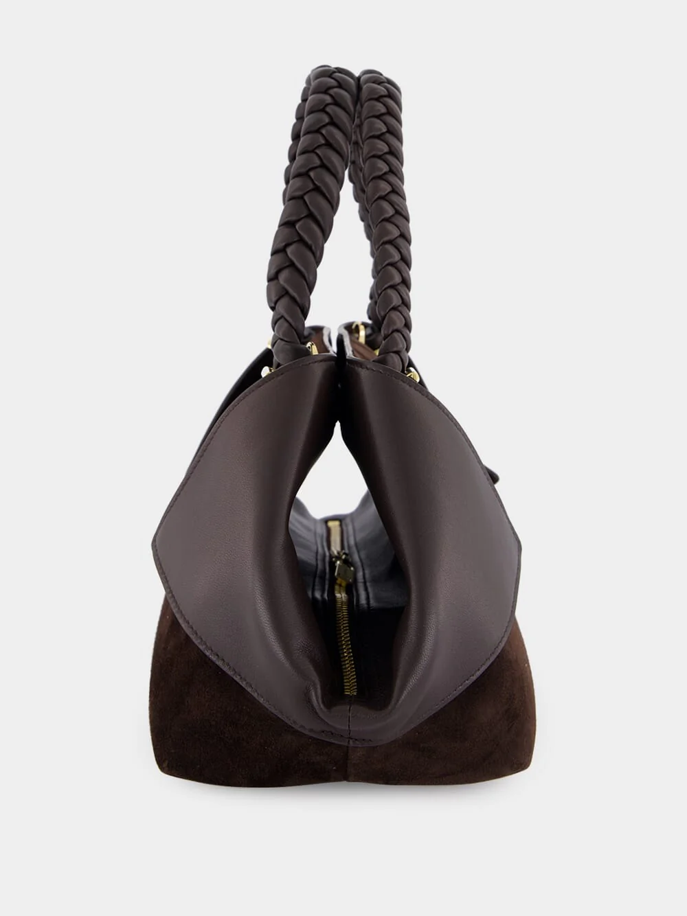 Medium Folded Scarf Bag in Brown Suede - Image 4