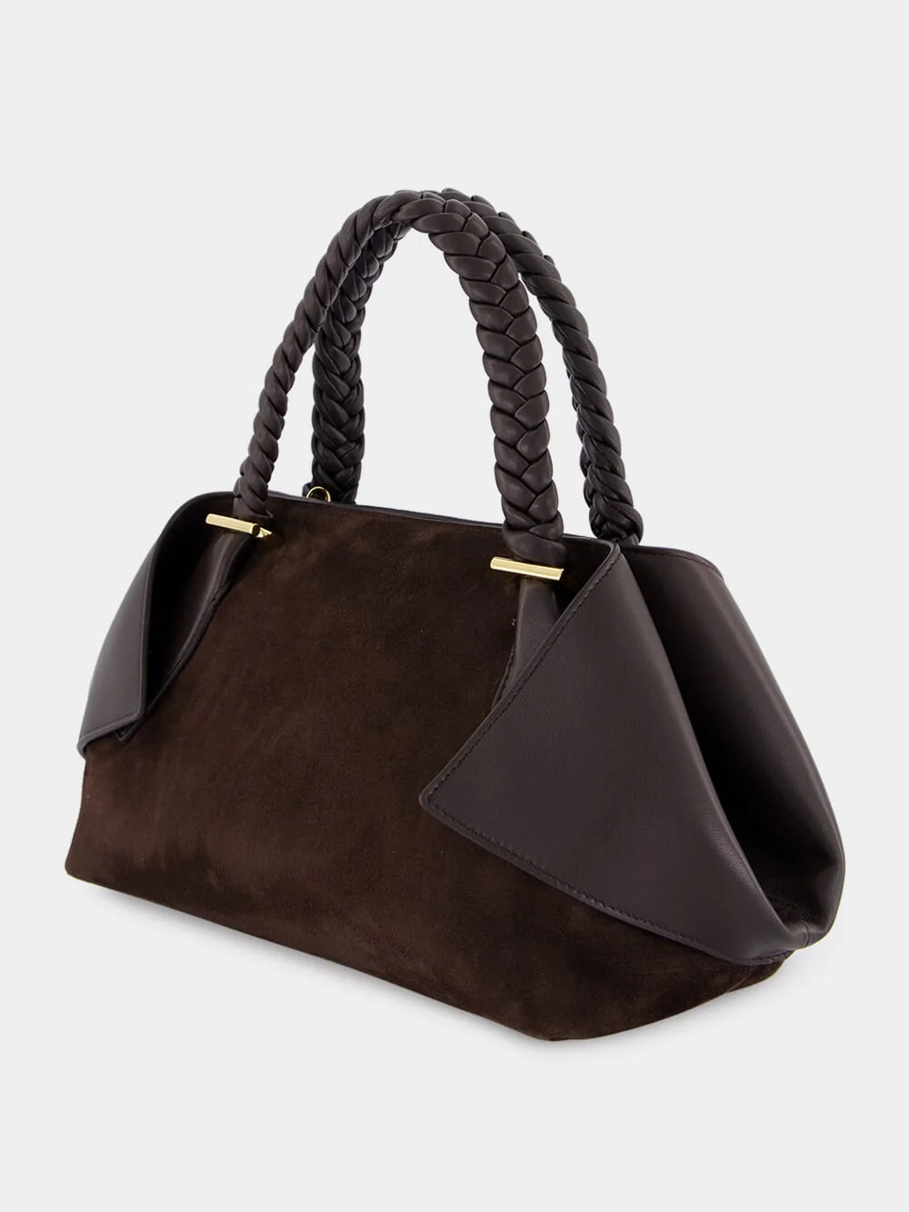 Medium Folded Scarf Bag in Brown Suede - Image 5