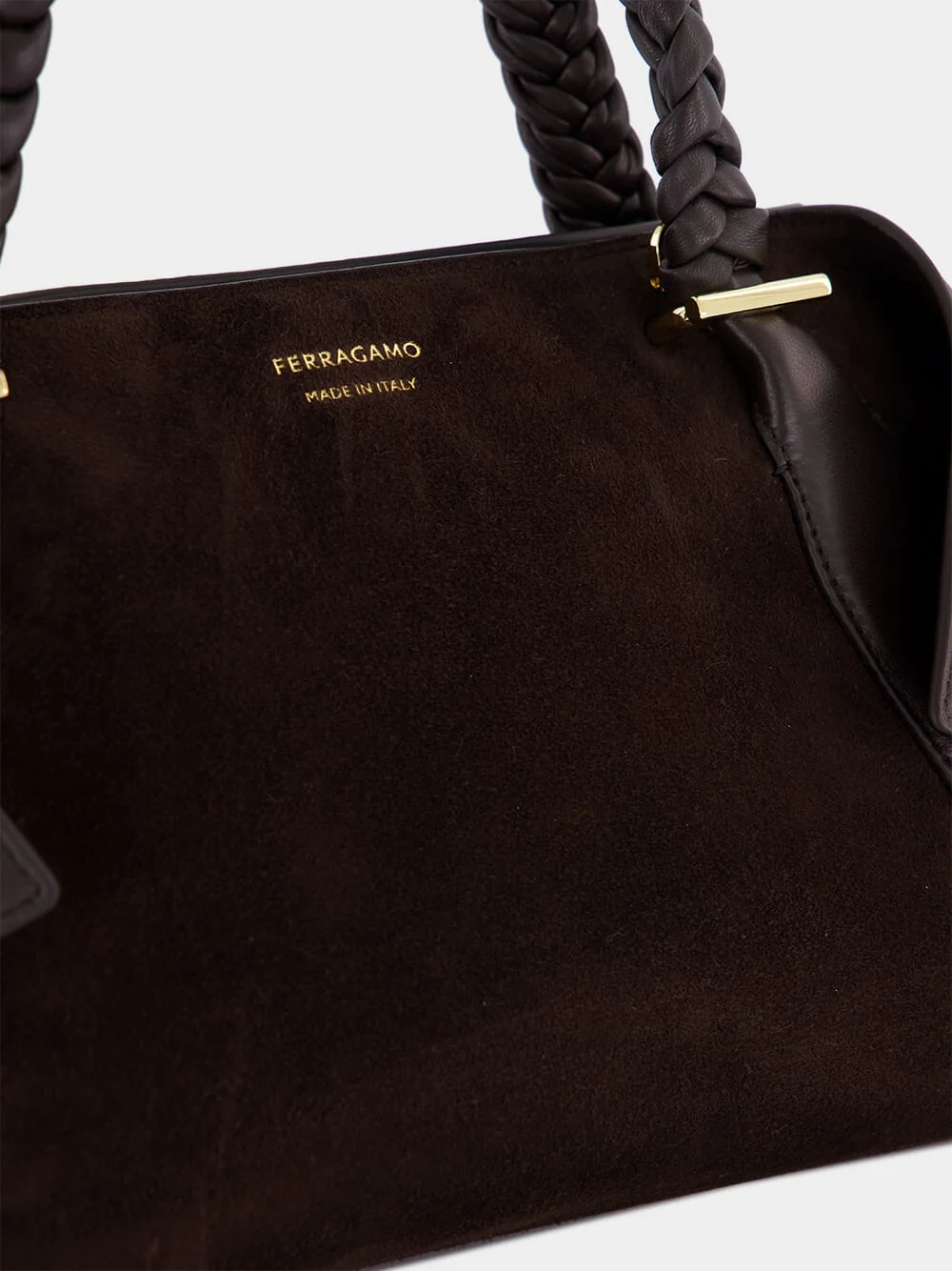 Medium Folded Scarf Bag in Brown Suede - Image 7