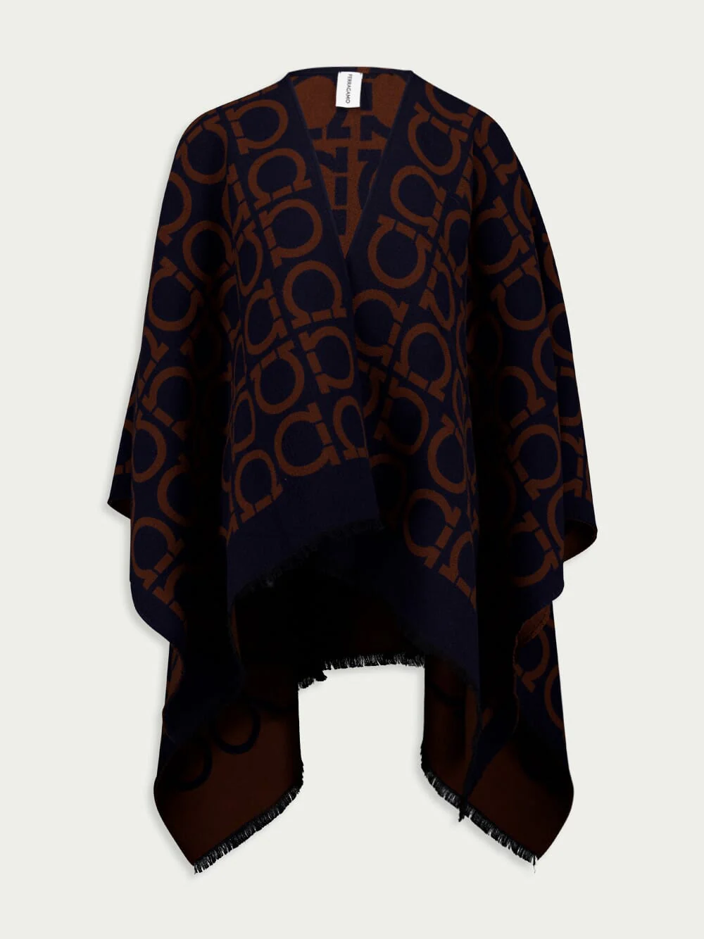 Monogram-Pattern Fringed Cape - Image 2