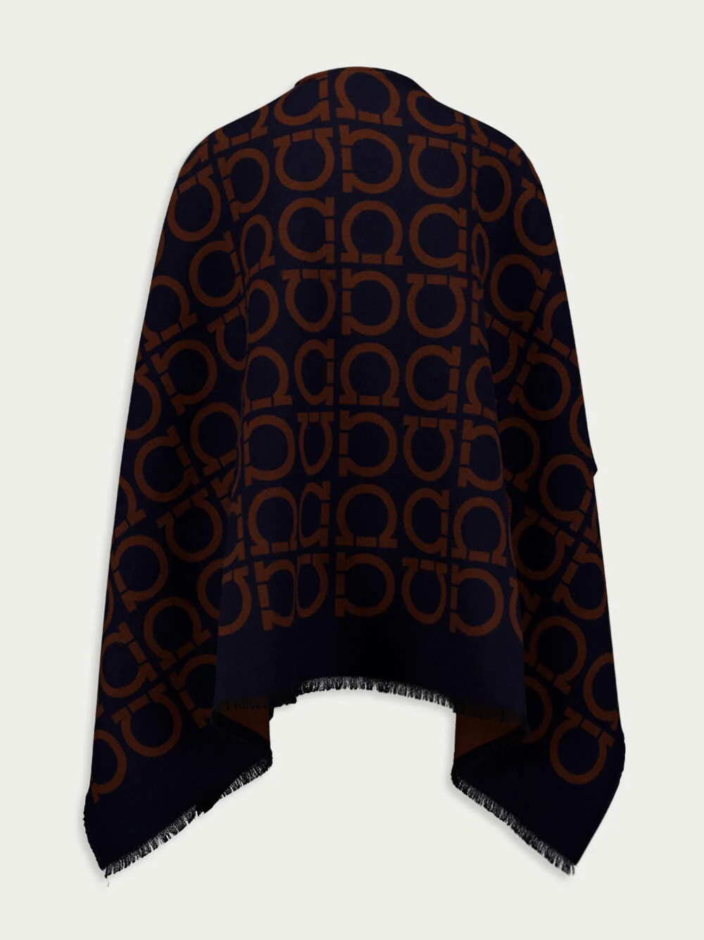 Monogram-Pattern Fringed Cape - Image 3