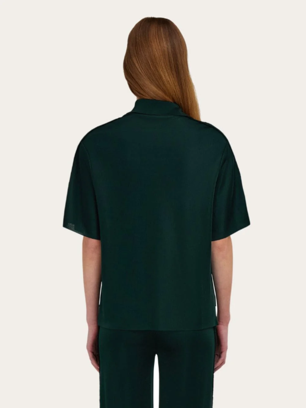 Moss Green Knitted Viscose Polo - Image 3