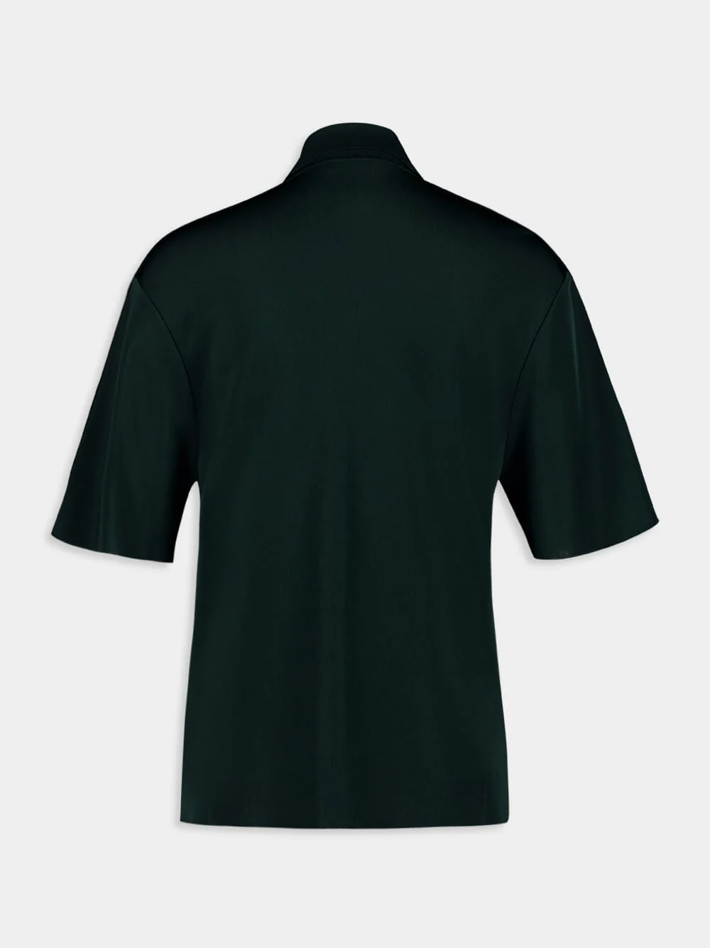 Moss Green Knitted Viscose Polo - Image 4