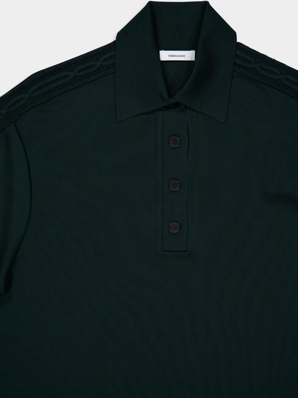 Moss Green Knitted Viscose Polo - Image 5