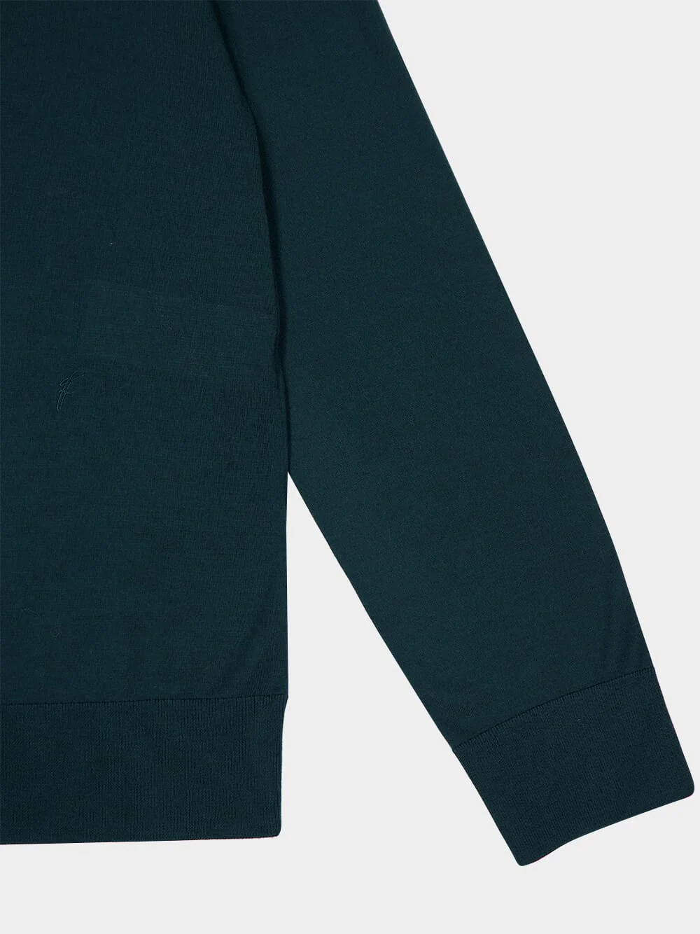 Moss Green Long-Sleeve Wool Polo Shirt - Image 4