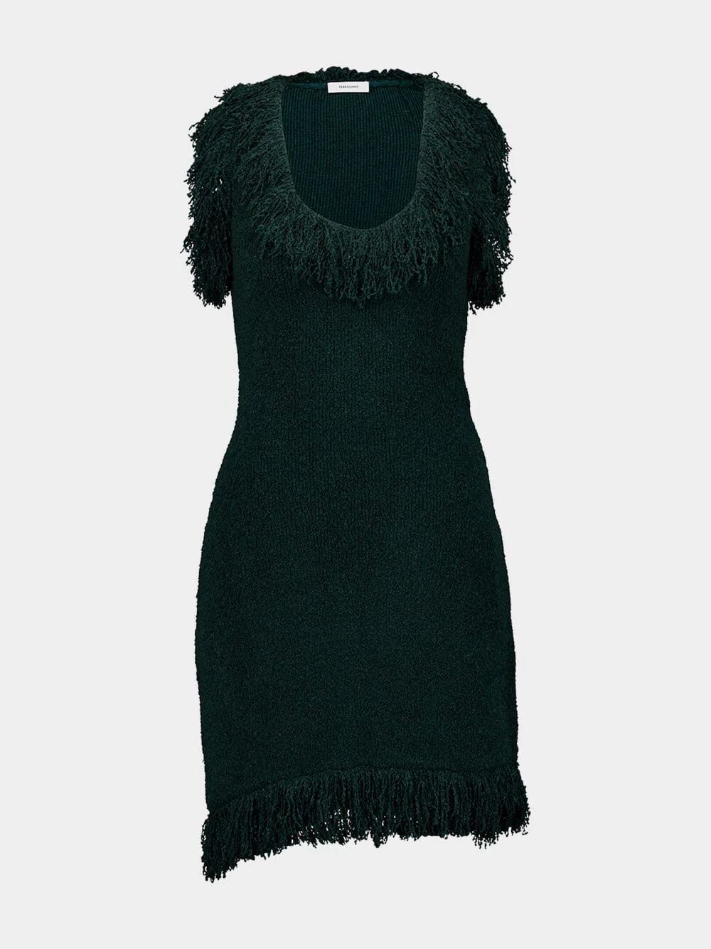Moss Green Mini Dress with Fringe Detail