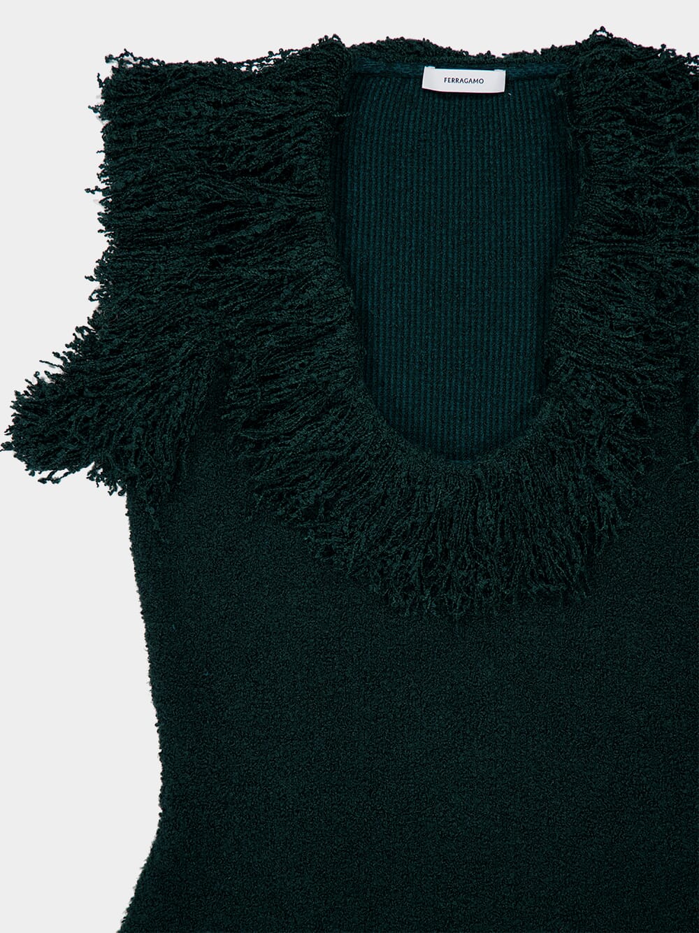 Moss Green Mini Dress with Fringe Detail - Image 3