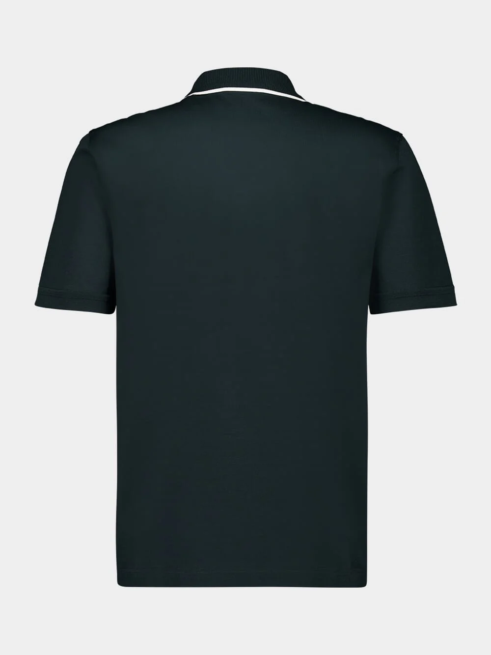 Moss Green Piqué Cotton Polo with Zip - Image 2