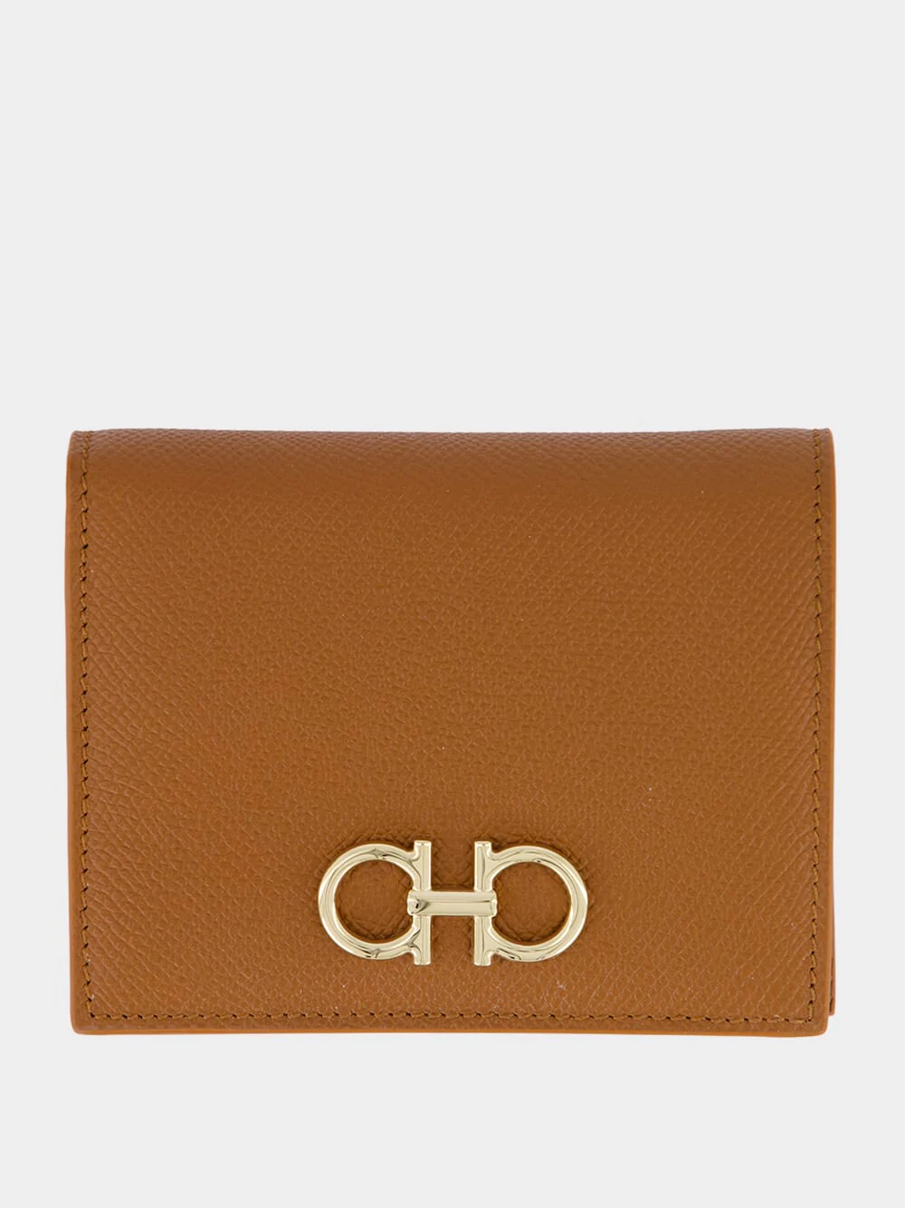 Natural Brown Gancini Compact Wallet