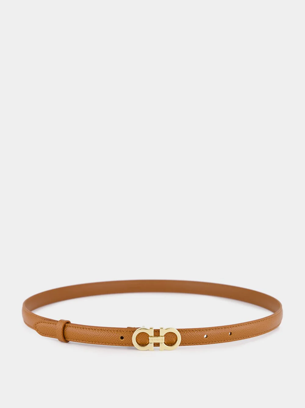 Natural Brown Hammered Leather Gancini Belt