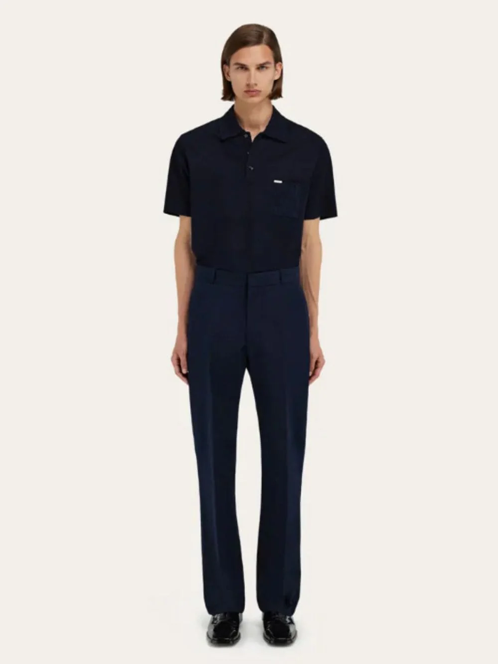 Navy Blue Cotton Canvas Pants - Image 2