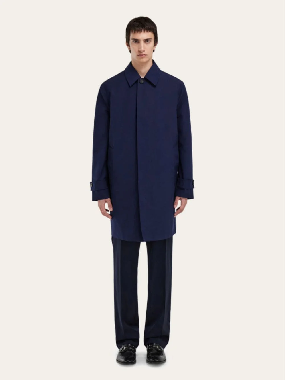 Navy Blue Cotton Car Coat