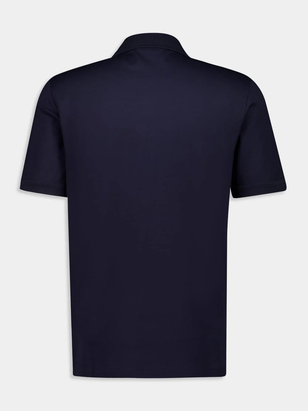 Navy Blue Cotton Polo with Zip Collar - Image 4