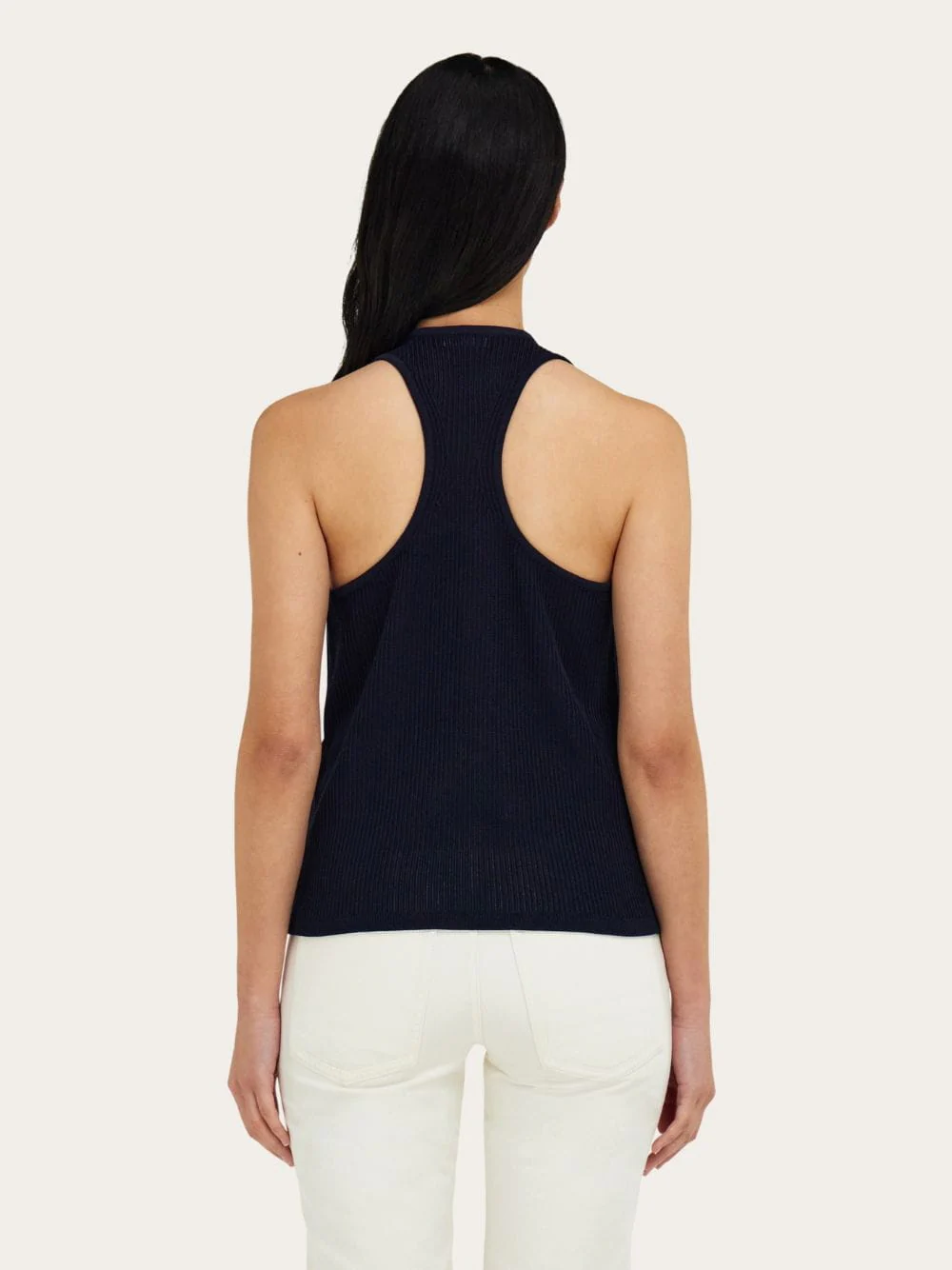 Navy Blue Knitted Racer Back Top - Image 4