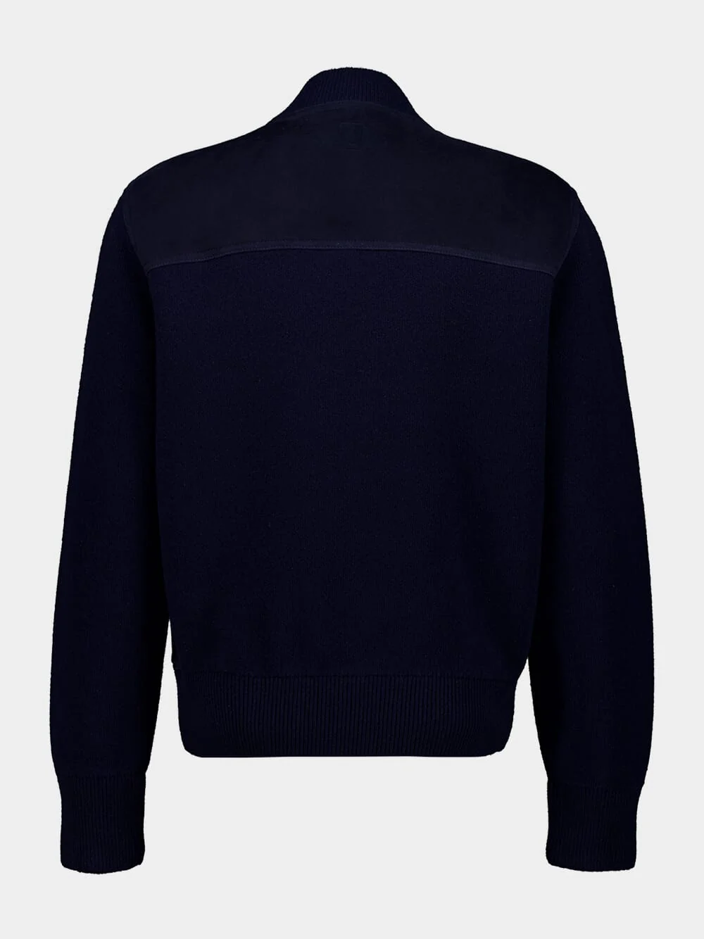 Navy Blue Suede Bomber Jacket - Image 4
