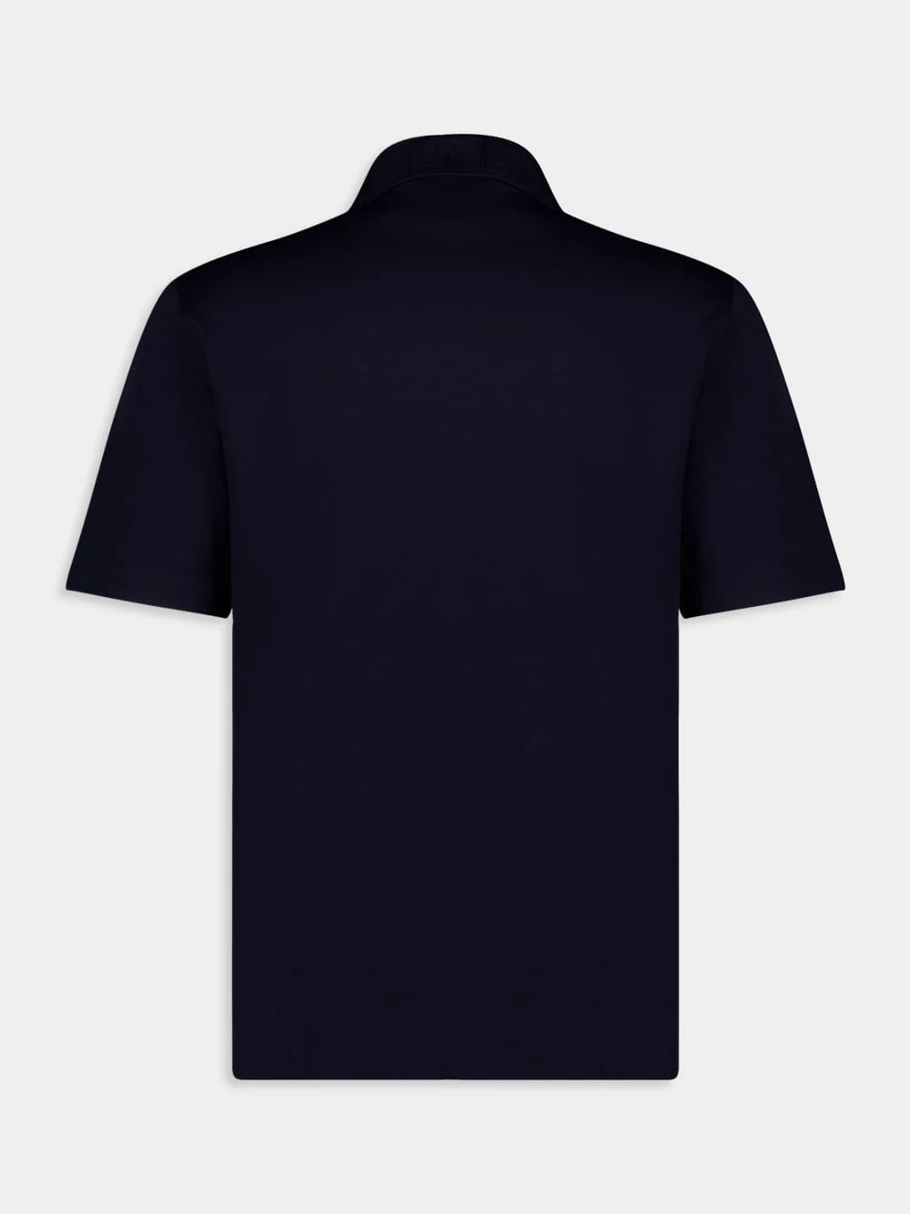 Navy Cotton Polo with Jacquard Pocket - Image 4