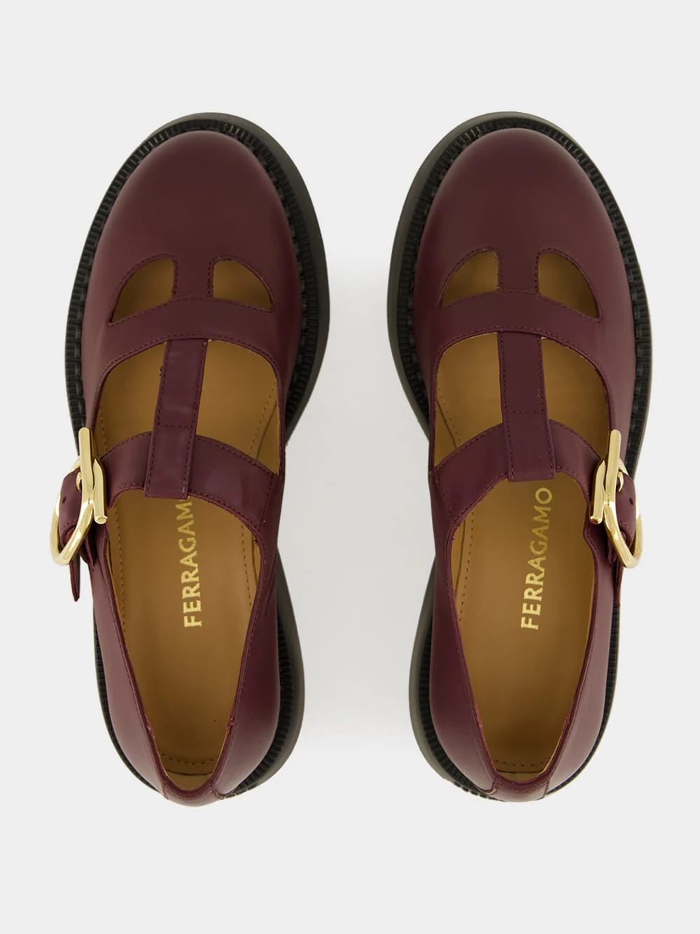 Oxblood Chunky Leather Buckle Loafers - Image 4