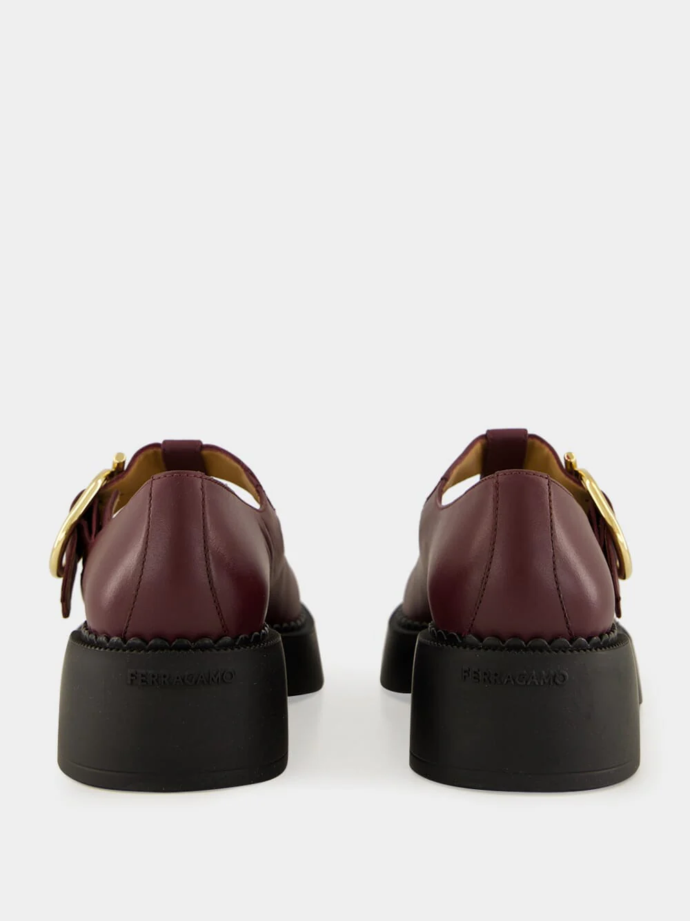 Oxblood Chunky Leather Buckle Loafers - Image 5