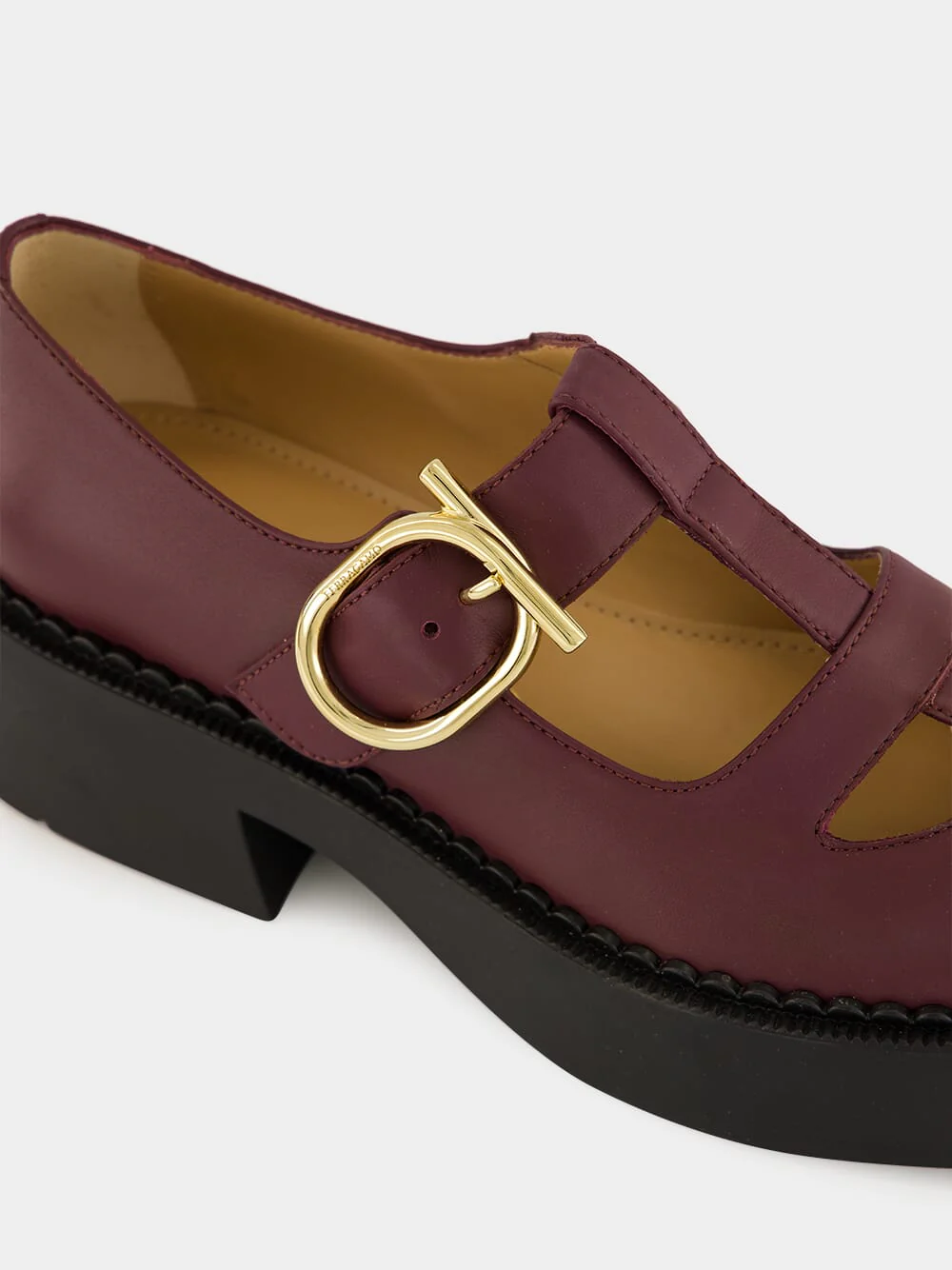 Oxblood Chunky Leather Buckle Loafers - Image 7