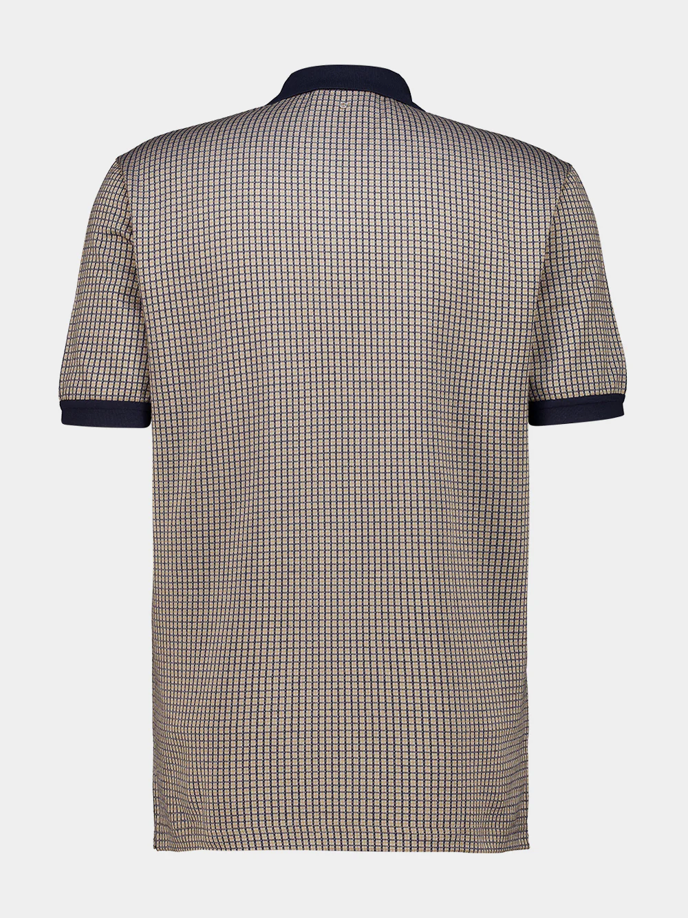 Navy Micro Check Silk Polo - Image 2
