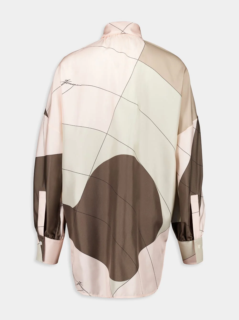 Powder Pink and Cement Silk Shirt - Image 3
