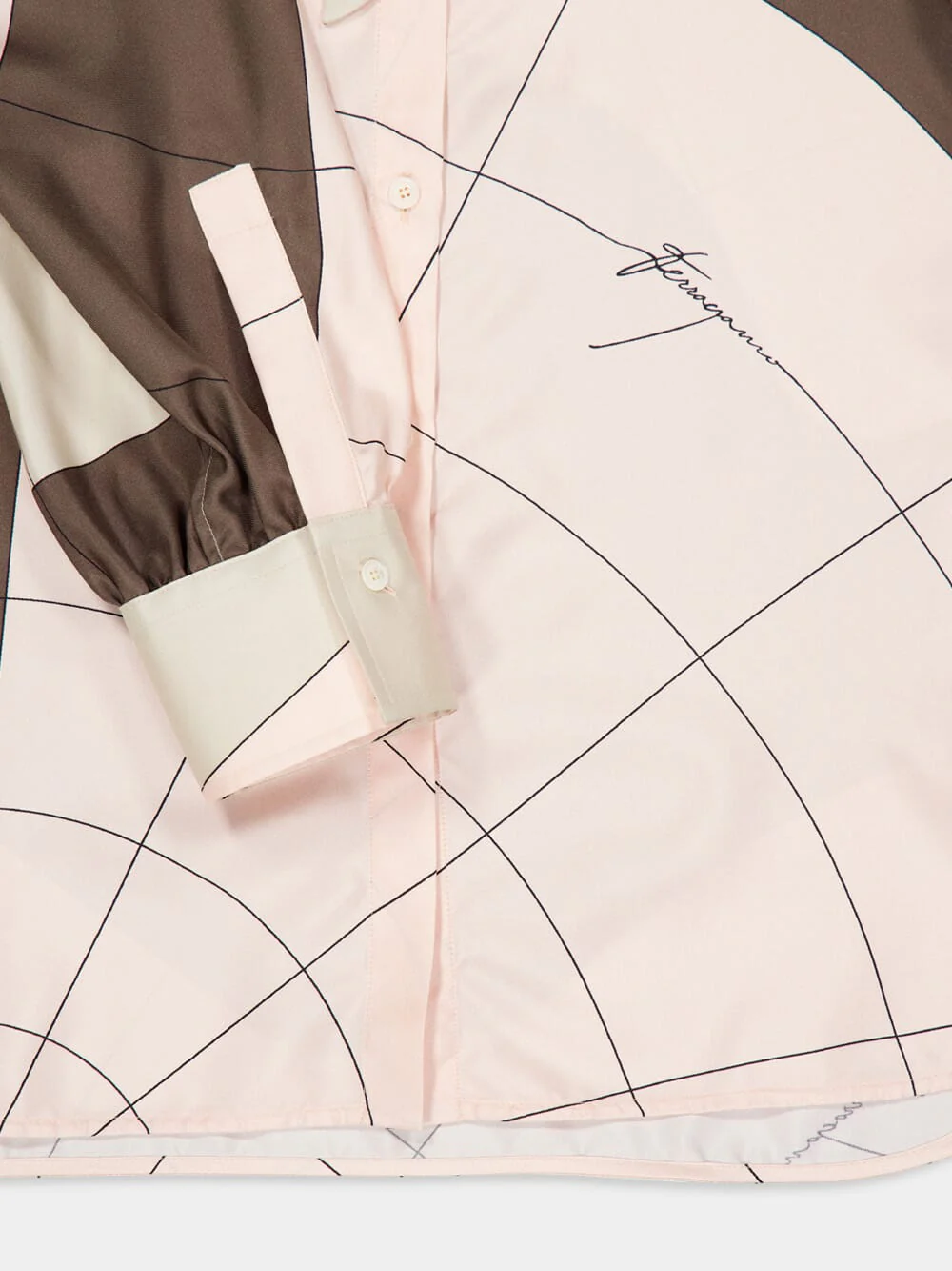 Powder Pink and Cement Silk Shirt - Image 5