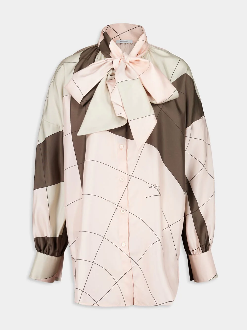 Powder Pink and Cement Silk Shirt - Image 7