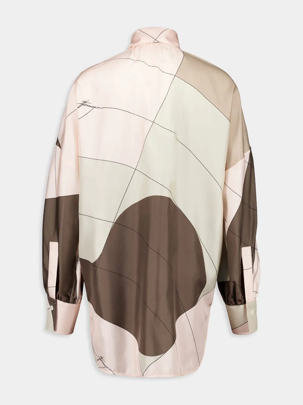 Powder Pink and Cement Silk Shirt - Image 8