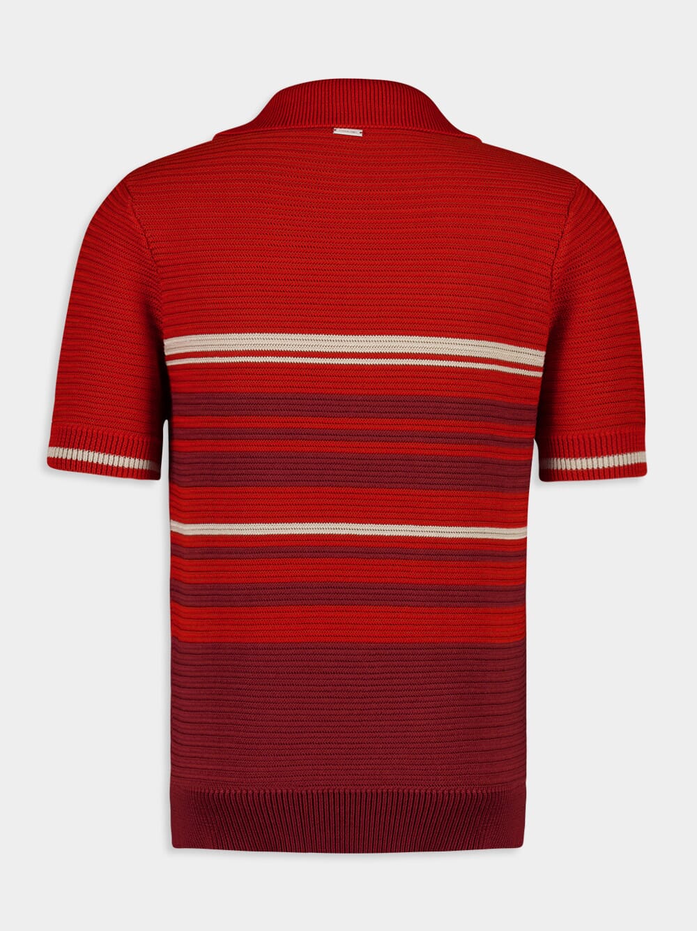 Rust and Red Striped Cotton Knit Polo - Image 3