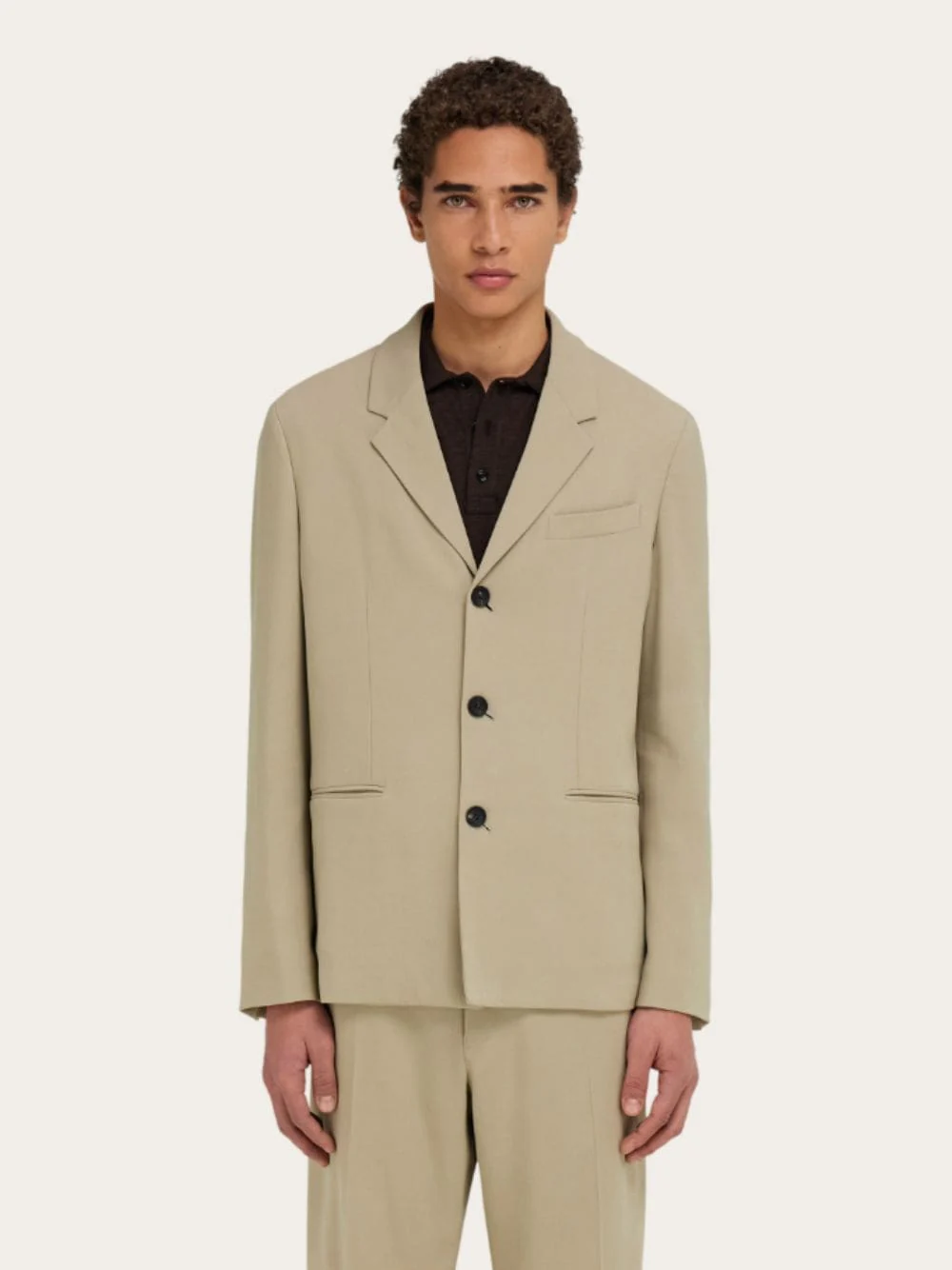 Sand Single-Breasted Silk-Blend Blazer - Image 2