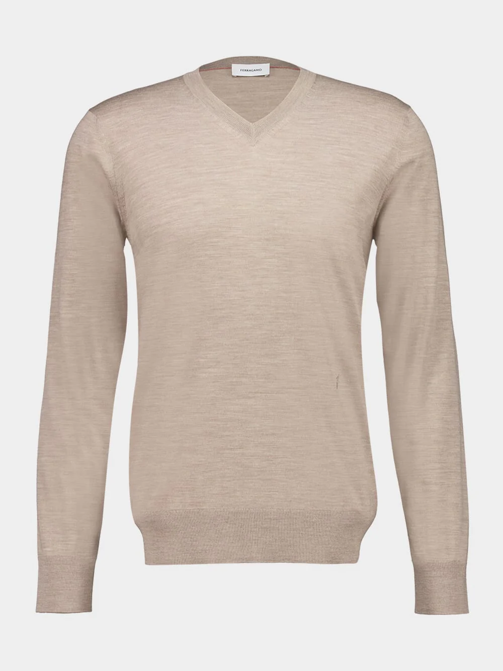 Sand Virgin Wool V-Neck Sweater