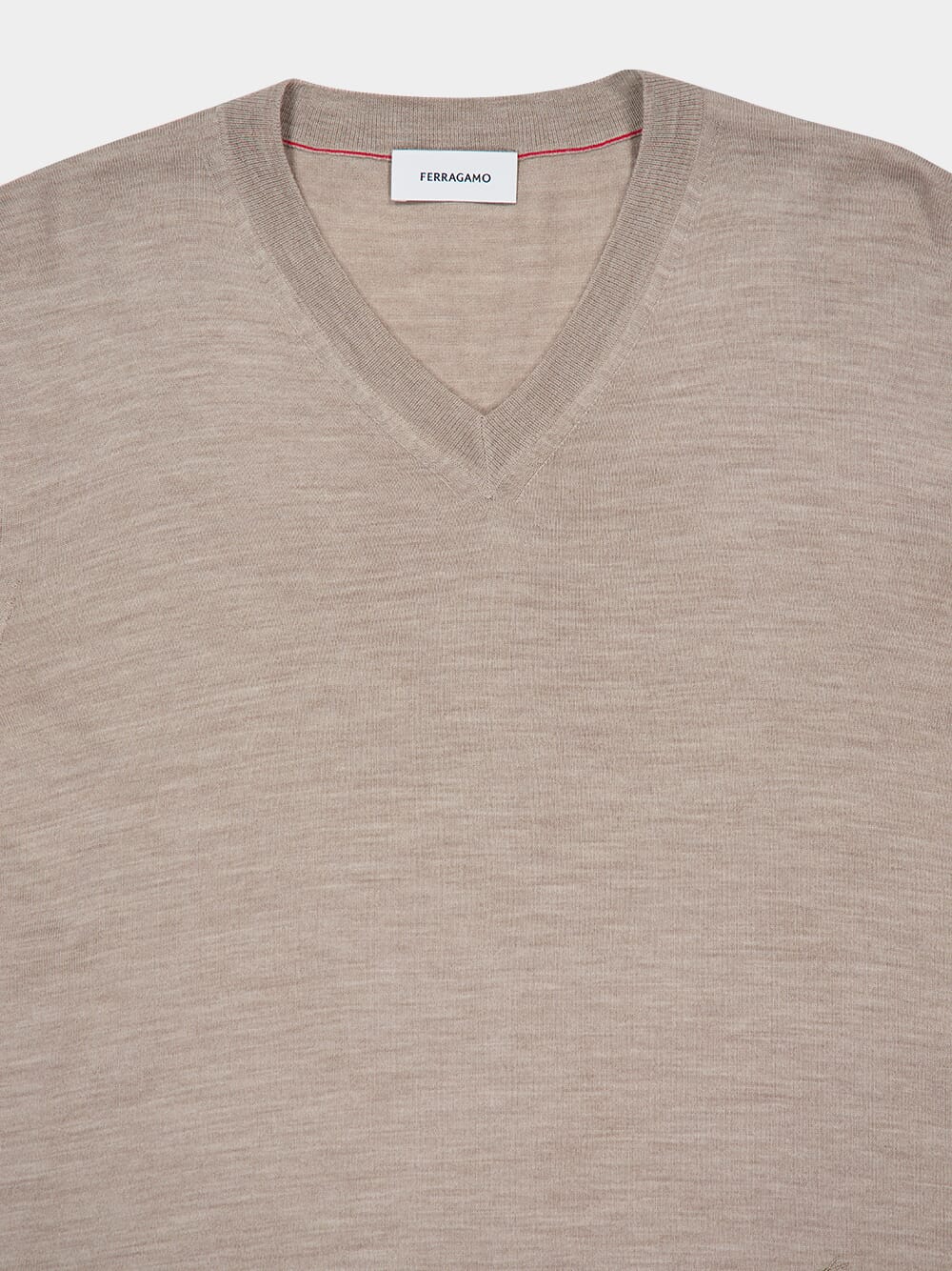 Sand Virgin Wool V-Neck Sweater - Image 3