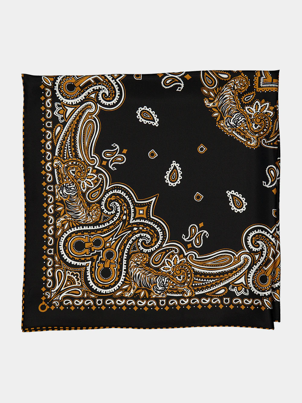 Black and Gold Arabesque Silk Scarf - Image 2