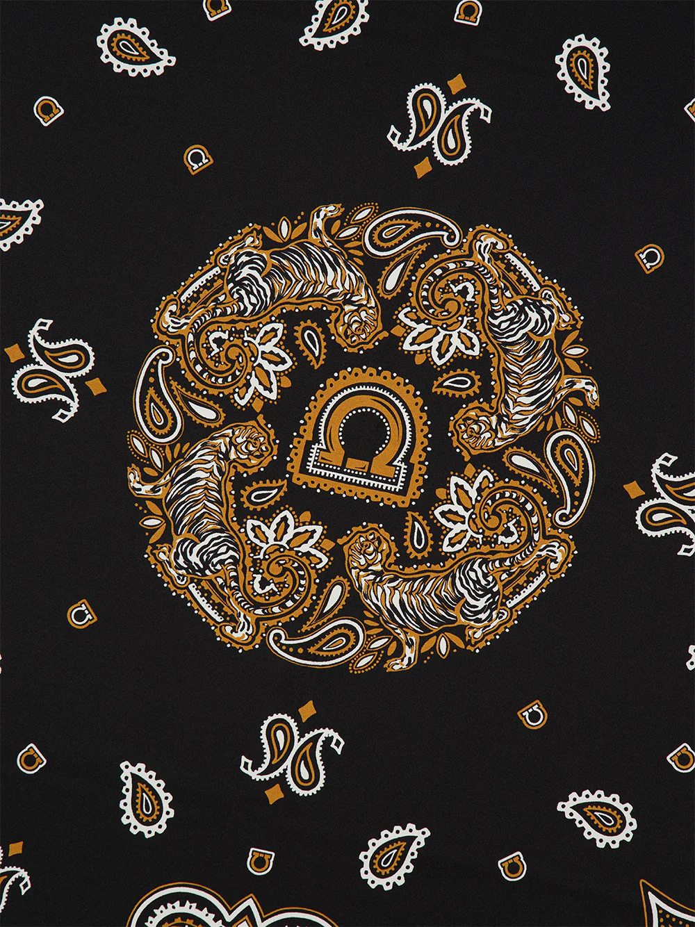 Black and Gold Arabesque Silk Scarf - Image 3