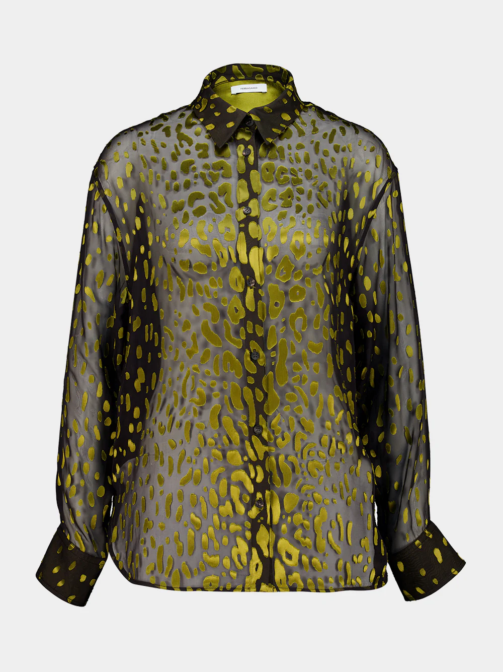 Espresso and Antique yellow Devoré Georgette Shirt