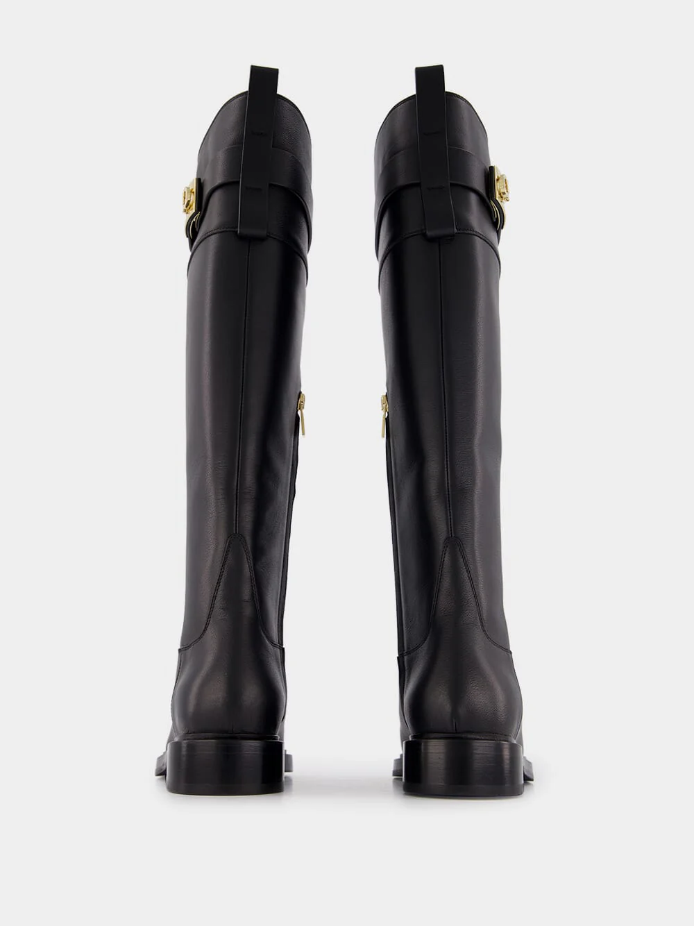 Black Calf-Length Leather Boots - Image 4