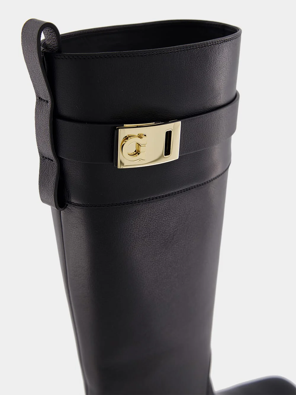 Black Calf-Length Leather Boots - Image 6