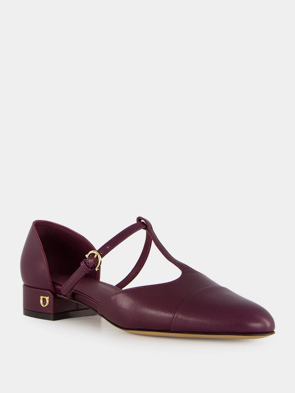 Oxblood Mid-Heel Leather Sandals - Image 2