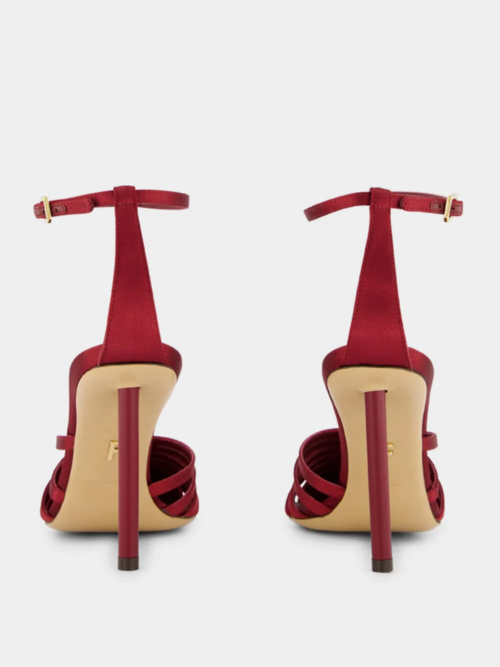 Red Satin Strappy High-Heel Sandals - Image 5