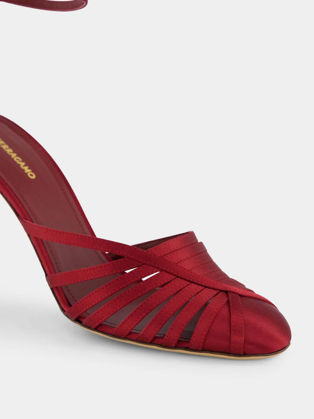 Red Satin Strappy High-Heel Sandals - Image 6